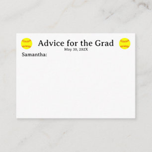 Softball Name Date Graduation Advice Cards