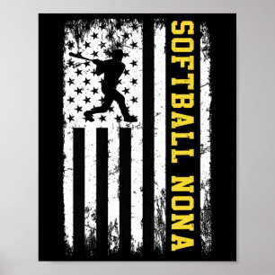 Softball Nonna Distressed Vintage Funny Grandma Ga Poster