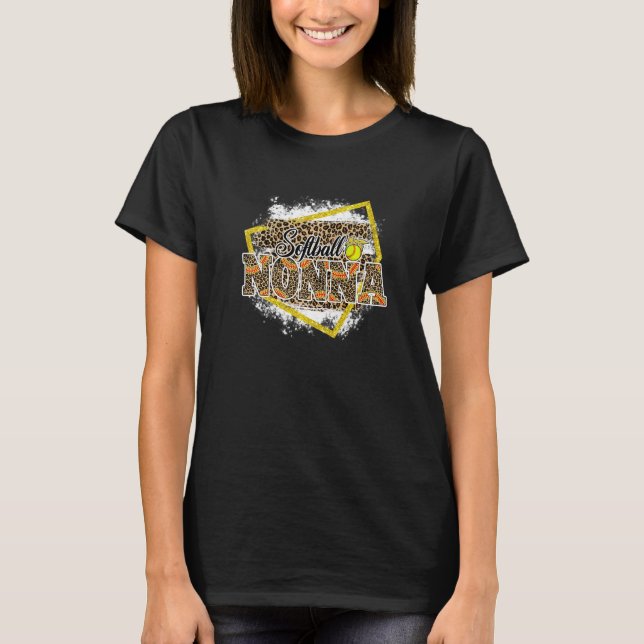 Softball Nonna Leopard Bleached Family Matching T-Shirt (Front)