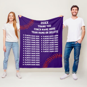 Softball or Baseball Coach Gifts, Your Colour, Fleece Blanket