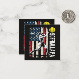Softball Papa American US Flag Card