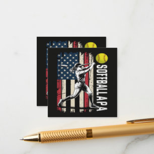 Softball Papa American US Flag Enclosure Card