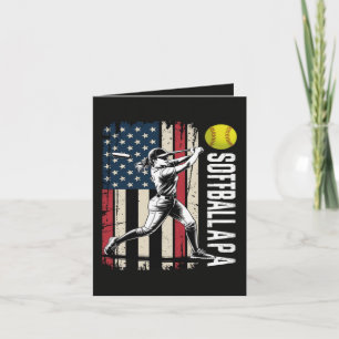 Softball Papa American US Flag Holiday Card