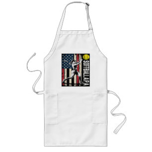 Softball Papa American US Flag Long Apron
