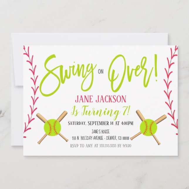 Softball Party Invitation (Front)