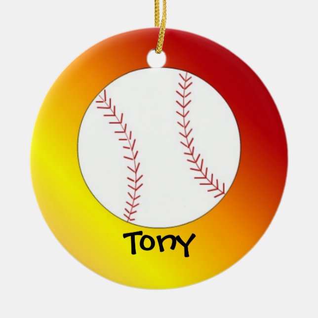 Softball Personalise With Name Ceramic Tree Decoration (Front)
