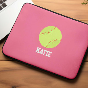 Softball Personalised Girl's Laptop Sleeve