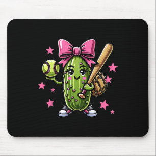 Softball Pickle Sports Girls Baseball With Pink Bo Mouse Pad