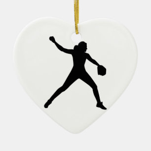 Softball pitcher ceramic tree decoration