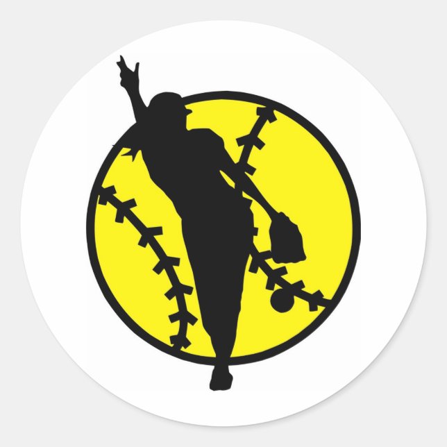 Softball Pitcher Classic Round Sticker (Front)