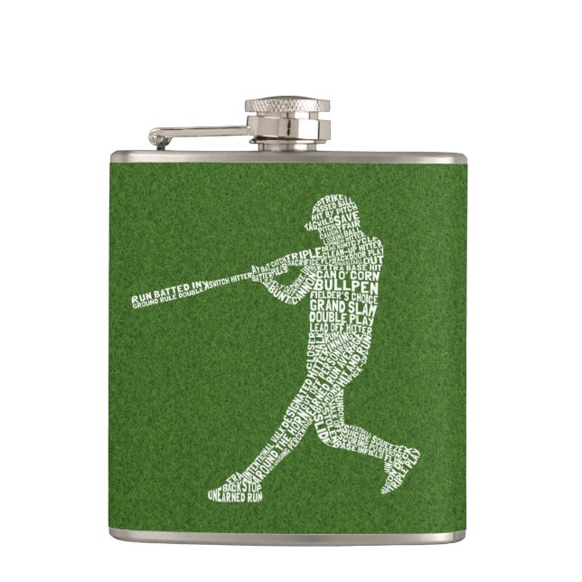Softball Player Ball Player Typographic Mug Hip Flask (Front)