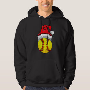 Softball Player Christmas Sport Santa Hat Xmas Nat Hoodie