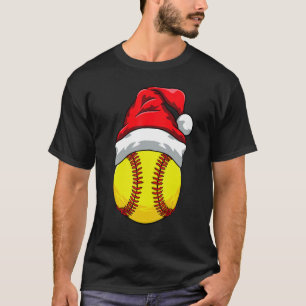 Softball Player Christmas Sport Santa Hat Xmas Nat T-Shirt