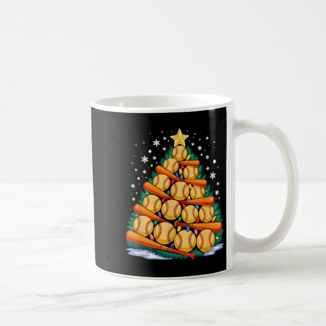 Softball Player Christmas Tree Light Xmas Softball Coffee Mug (Right)
