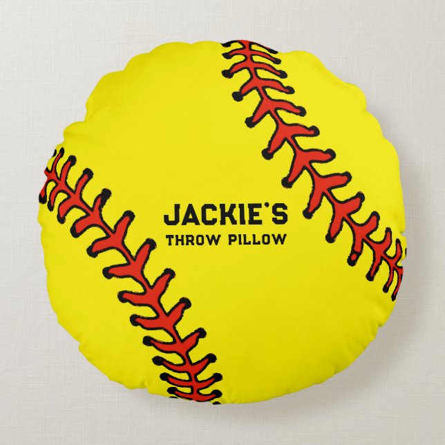 Softball Player Decor Round Cushion (Front)