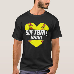 Softball Player Family Gifts Softball Nana Heart T-Shirt