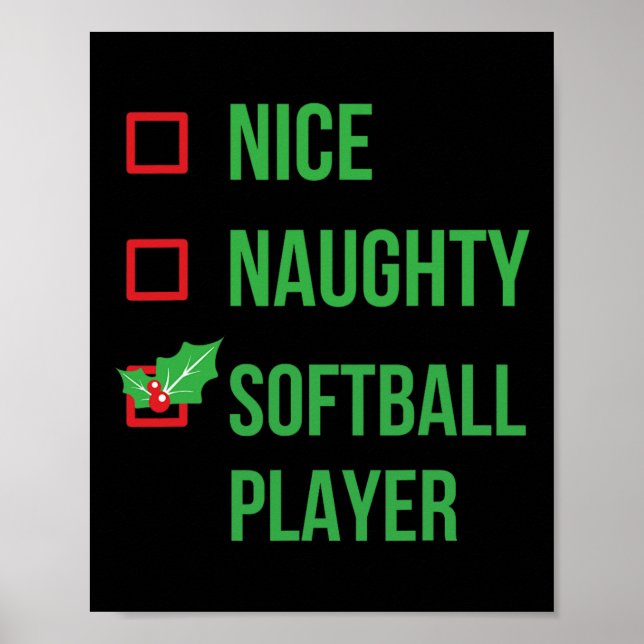 Softball Player Funny Pajama Christmas Gift  Poster (Front)