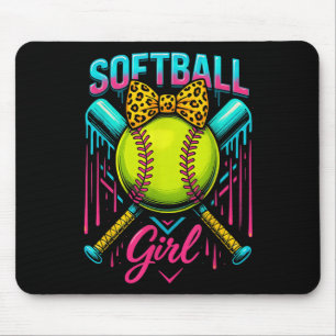 Softball Player Girl Ice Cream Softball Drip Mouse Pad