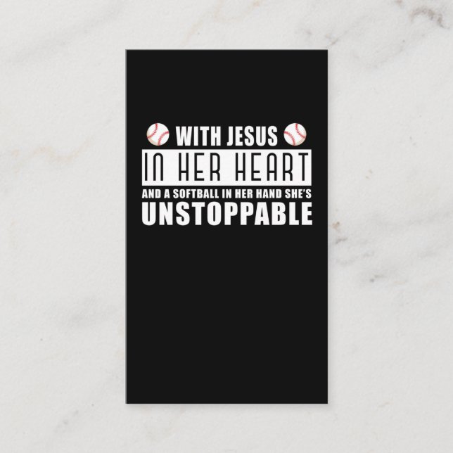 Softball Player Girl Jesus Religious Daughter Business Card (Front)