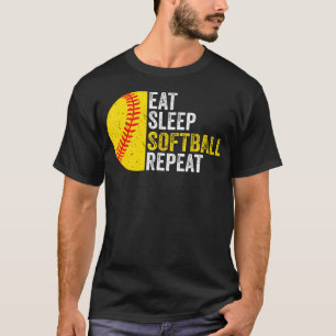 Softball Player Girls n Eat Sleep Softball Repeat T-Shirt