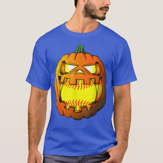 Softball Player Halloween Pumpkin Skeleton Tees Ki