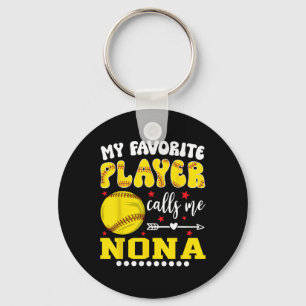 Softball Player My Favorite Player Calls Me Nona Key Ring