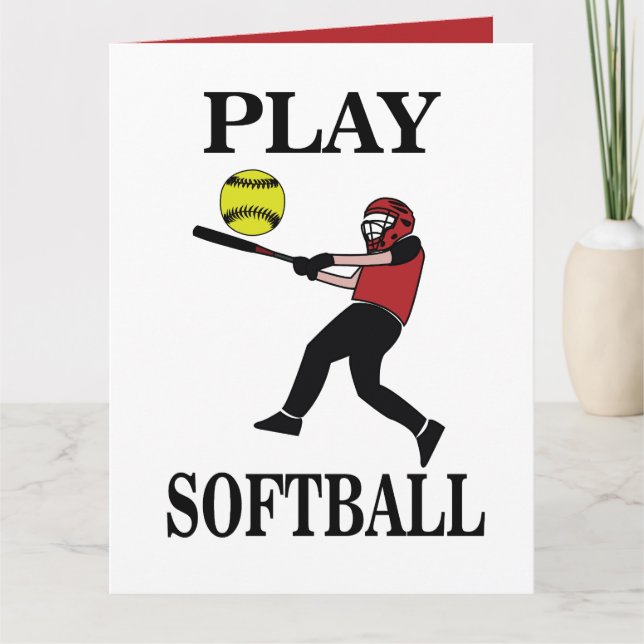 Softball Player Play Softball Card (Front)