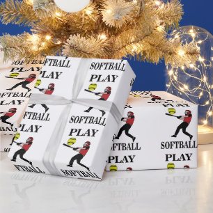 Softball Player Play Softball Wrapping Paper