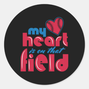 Softball Player Sports Lover My Heart Is On That F Classic Round Sticker