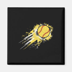 Softball Player Vintage Softball Lover Men Boys Ki Magnet
