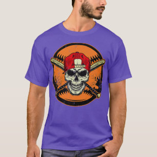 Softball Playing Skeleton Moon Bats Halloween T-Shirt