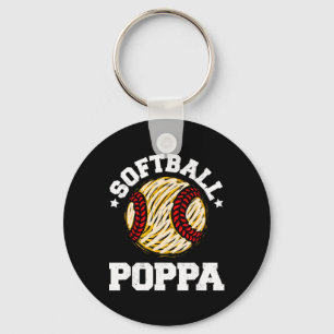 Softball Poppa Distressed Vintage Funny Grandpa Ga Key Ring
