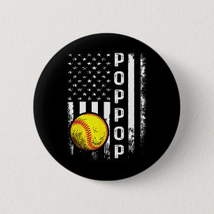 Softball Poppop America Flag Men Women Vintage Chr 6 Cm Round Badge