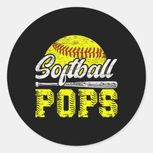 Softball Pops Grandpa Pops Of A Softball Player Po Classic Round Sticker