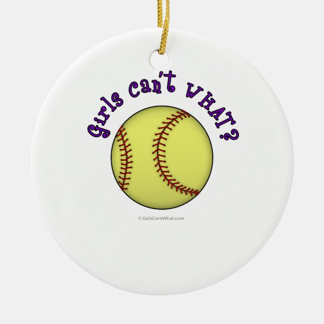 Softball-Purple Ceramic Tree Decoration (Front)