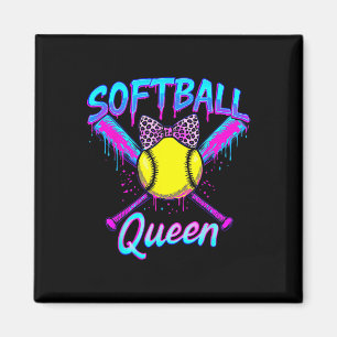 Softball Queen Graphic For Women Girls Ice Cream D Magnet