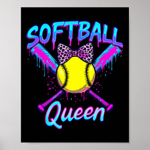 Softball Queen Graphic For Women Girls Ice Cream D Poster