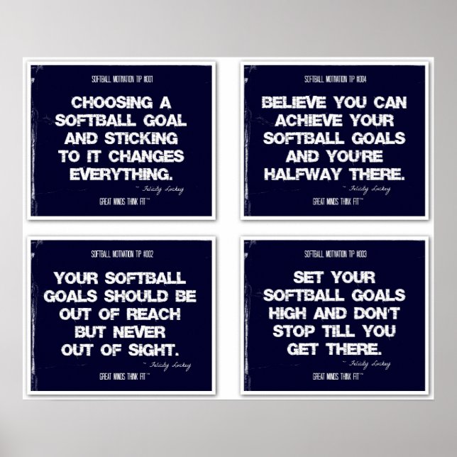 Softball Quotes Blue Collage 1-4 Poster (Front)