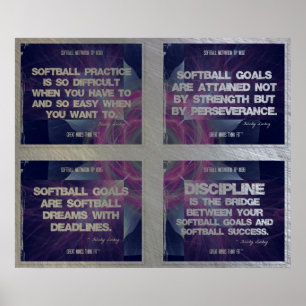 Softball Quotes Geometric Collage 5-8 Poster