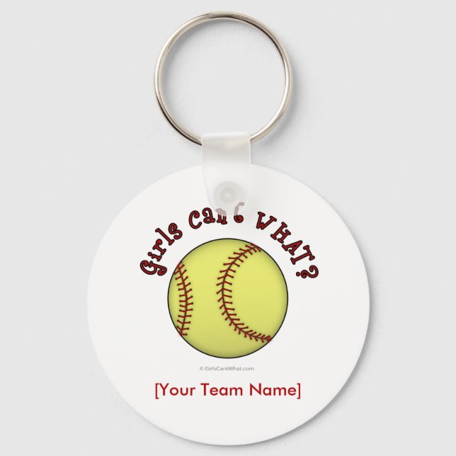 Softball-Red Key Ring (Front)
