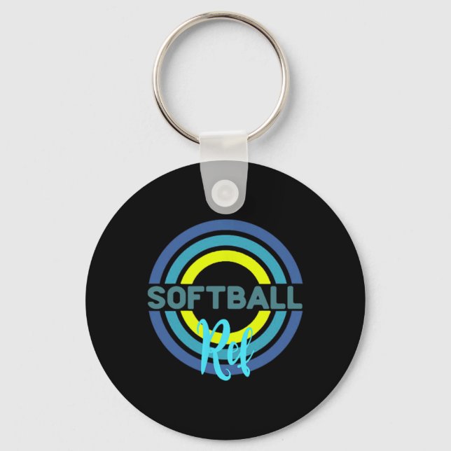 Softball Ref With Modern Softball Circles  Key Ring (Front)