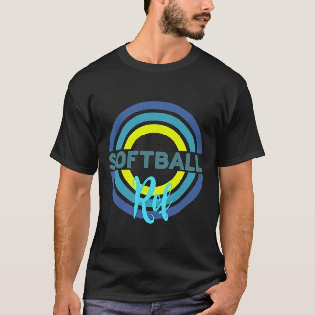 Softball Ref With Modern Softball Circles  T-Shirt (Front)