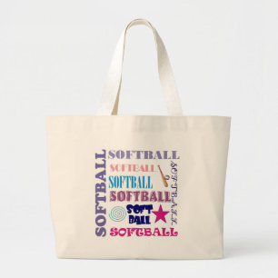 Softball Repeating Large Tote Bag