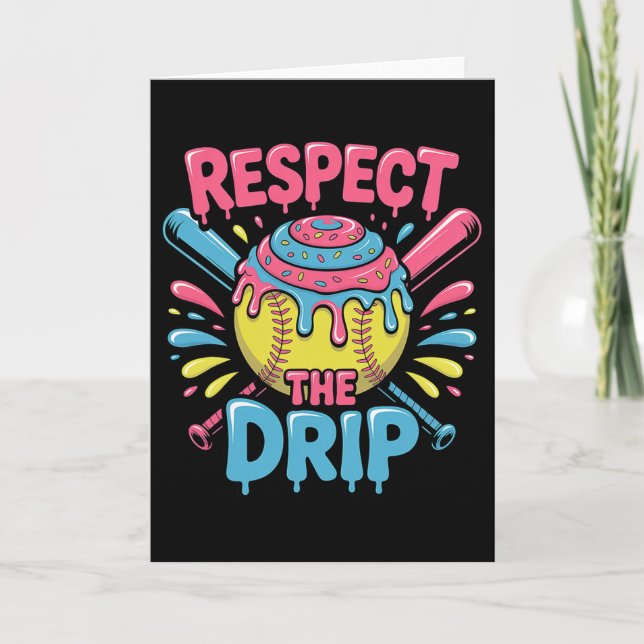 Softball Respect The Drip - Cute Softball Player  Card (Front)