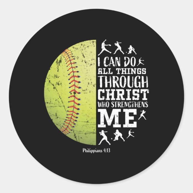 Softball 'S N Classic Round Sticker (Front)