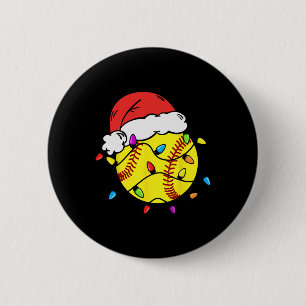 Softball Santa Claus Hat Christmas Light Softball 6 Cm Round Badge