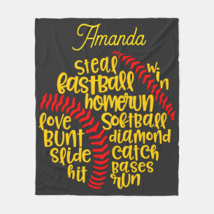 Softball Sayings Fun Monogram  Fleece Blanket