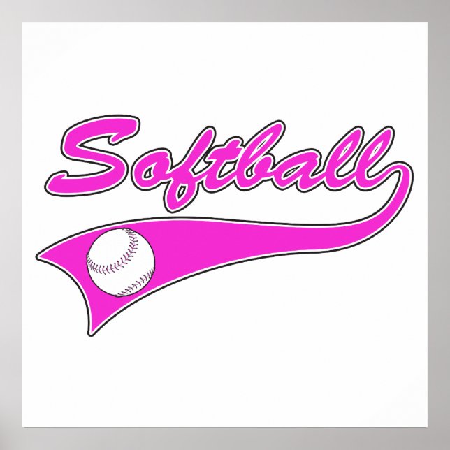 softball script text logo pink poster (Front)