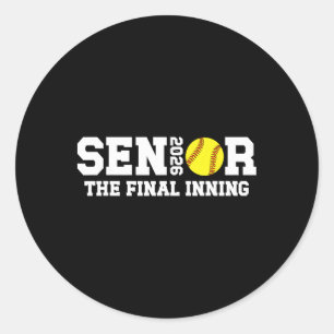 Softball Senior 2026 Proud Senior Softball Player Classic Round Sticker