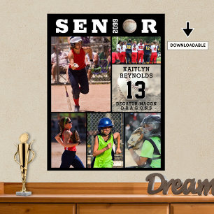 Softball Senior Graduation 6 Photo Collage Poster